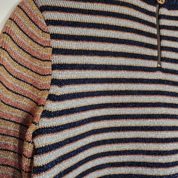 TORY BURCH metallic stripe sweater Sweatshirt size small - Picture 6 of 10